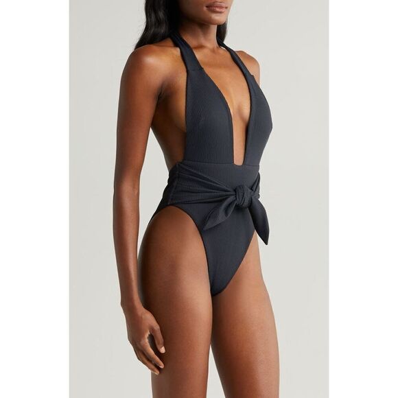 Montce Women's Tropez Tie Waist Halter One Piece Swimsuit SW032 Large NWOT - Picture 1 of 8